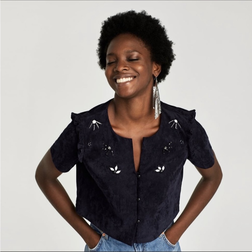 Faux suede top Zara